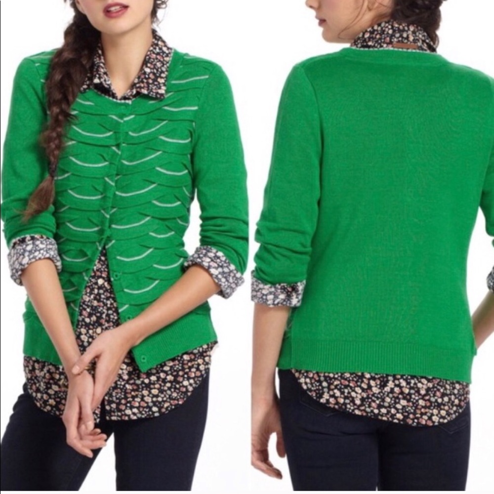 Anthropologie Winter Waves green cardigan Size S